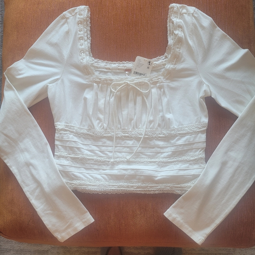 FREE PEOPLE Smocked White Top - Picture 7 of 10